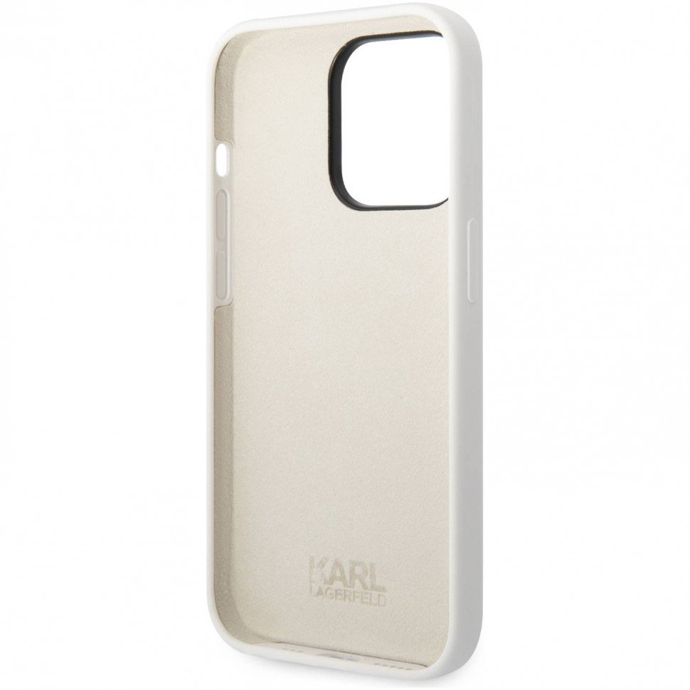 Чехол Lagerfeld для iPhone 14 Pro Max Liquid silicone NFT Karl Ikonik Hard. Цвет: белый