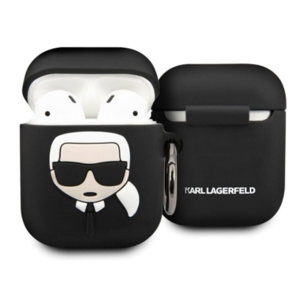 Чехол Lagerfeld Choupette для AirPods, силиконовый с кольцом. Цвет: черный