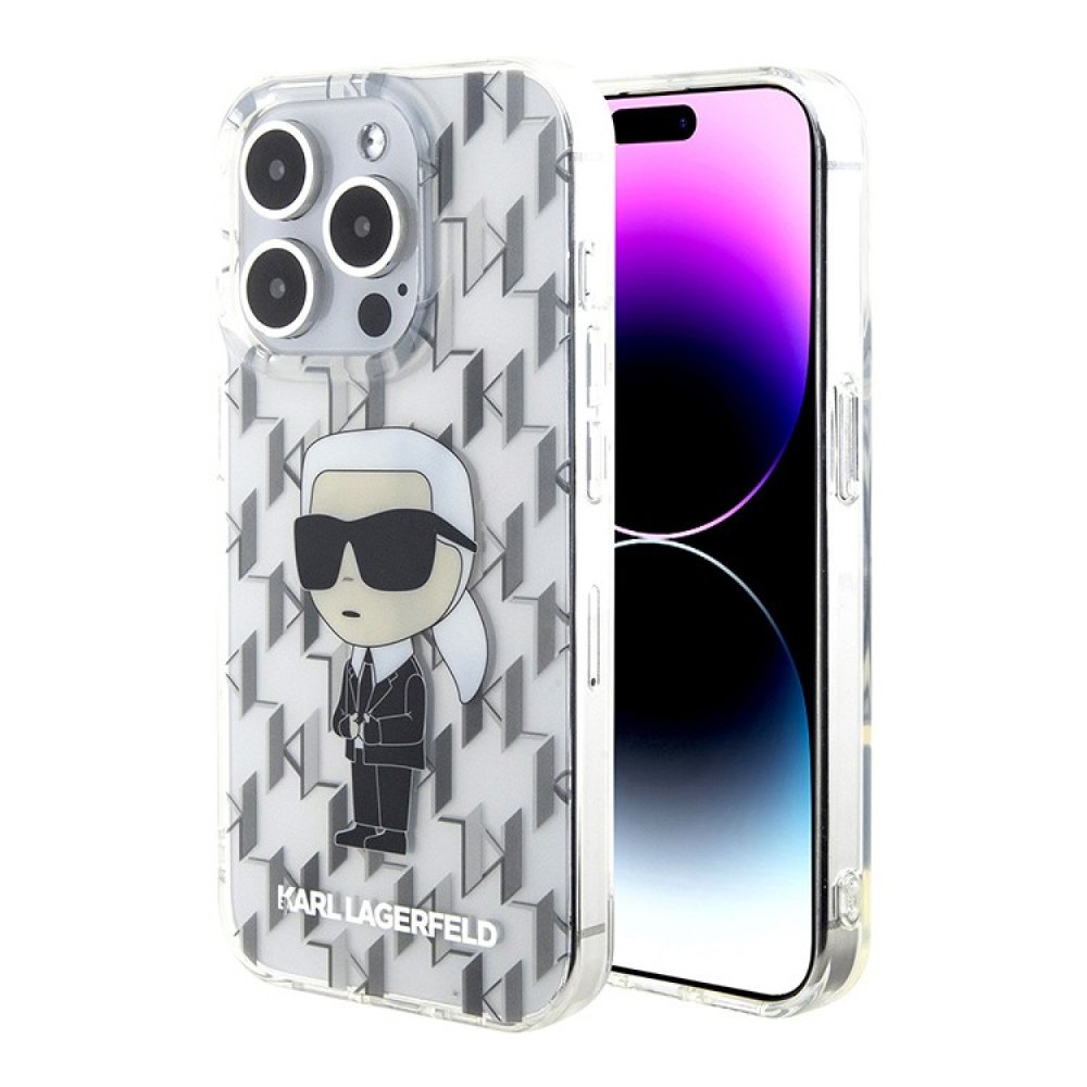 Чехол Lagerfeld PC/TPU Monogram NFT Karl Ikonik Hard для iPhone 15 Pro Max.Цвет: прозрачный