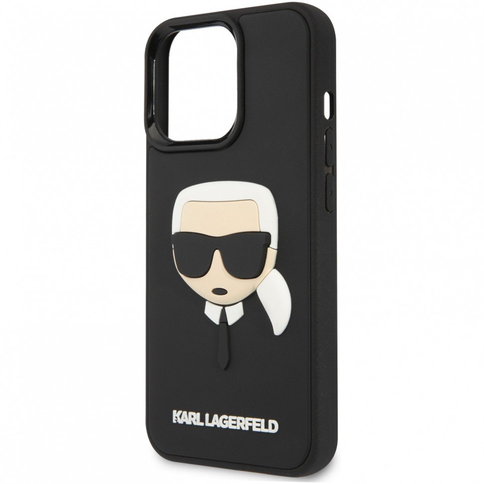 Чехол Lagerfeld для iPhone 14 Pro 3D Rubber Karl's head Hard. Цвет: чёрный