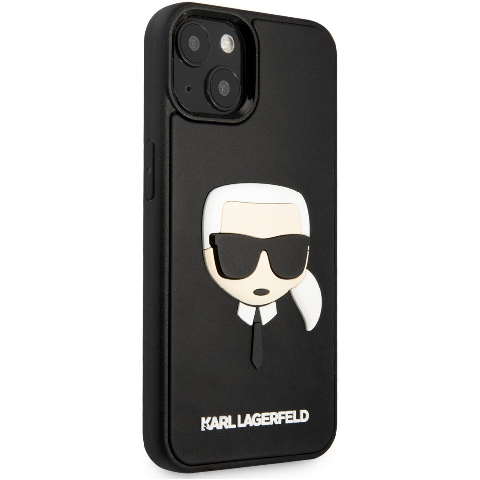 Чехол Lagerfeld для iPhone 14 3D Rubber Karl's head Hard. Цвет: чёрный