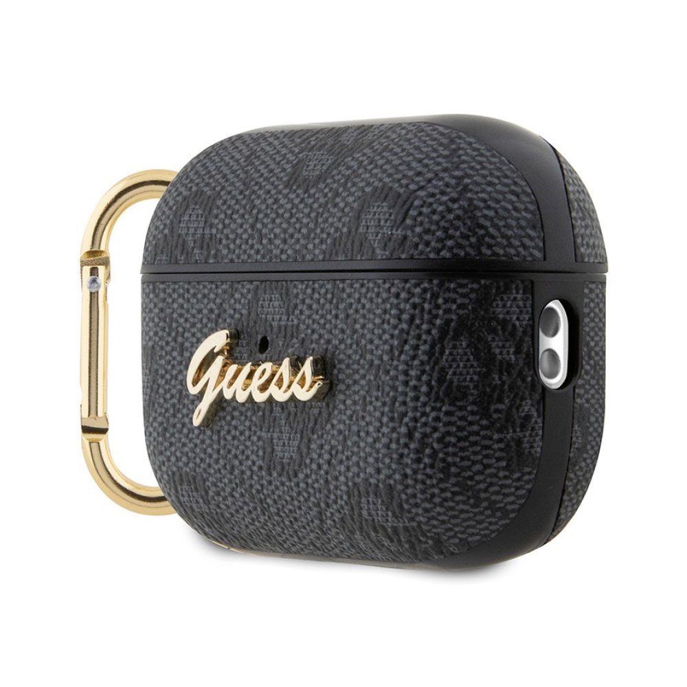 Чехол Guess PU leather 4G with metal logo and carabin для AirPods Pro 2. Цвет: чёрный