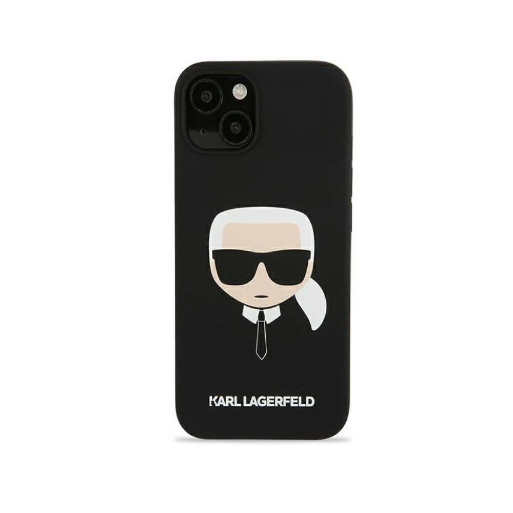 Чехол Lagerfeld для iPhone 13 Liquid silicone Karl's Head Hard. Цвет: чёрный