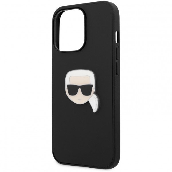 Чехол Lagerfeld для iPhone 13 Pro Karl's Head Patch (metal) Hard. Цвет: чёрный