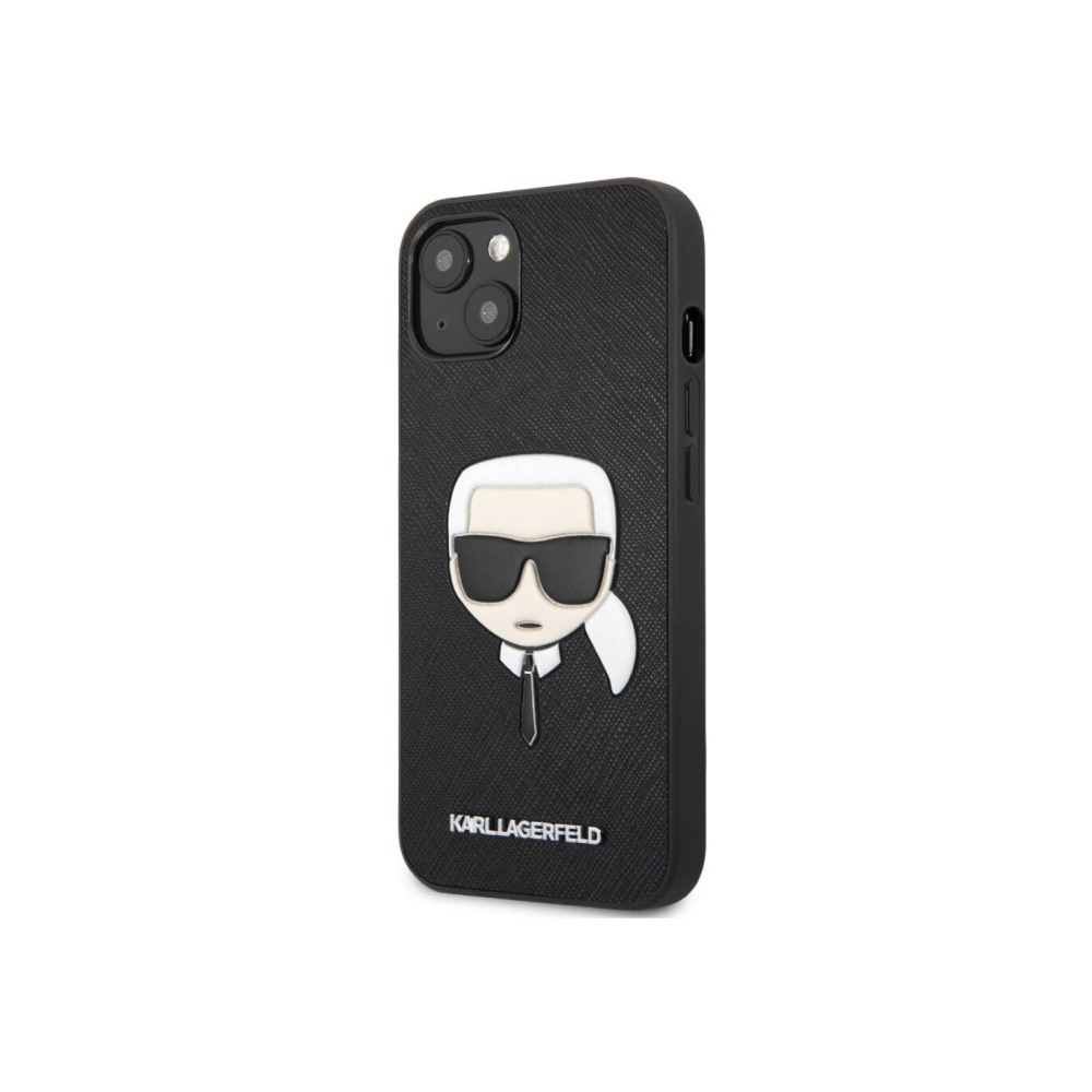 Чехол Lagerfeld для iPhone 13 PU Saffiano Karl's Head Hard. Цвет: чёрный