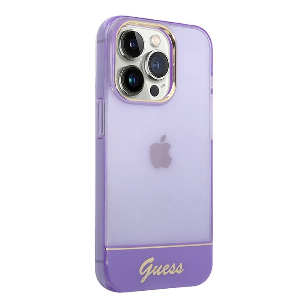 Чехол Guess для iPhone 14 Pro PC/TPU Translucent Electroplated camera Hard. Цвет: фиолетовый