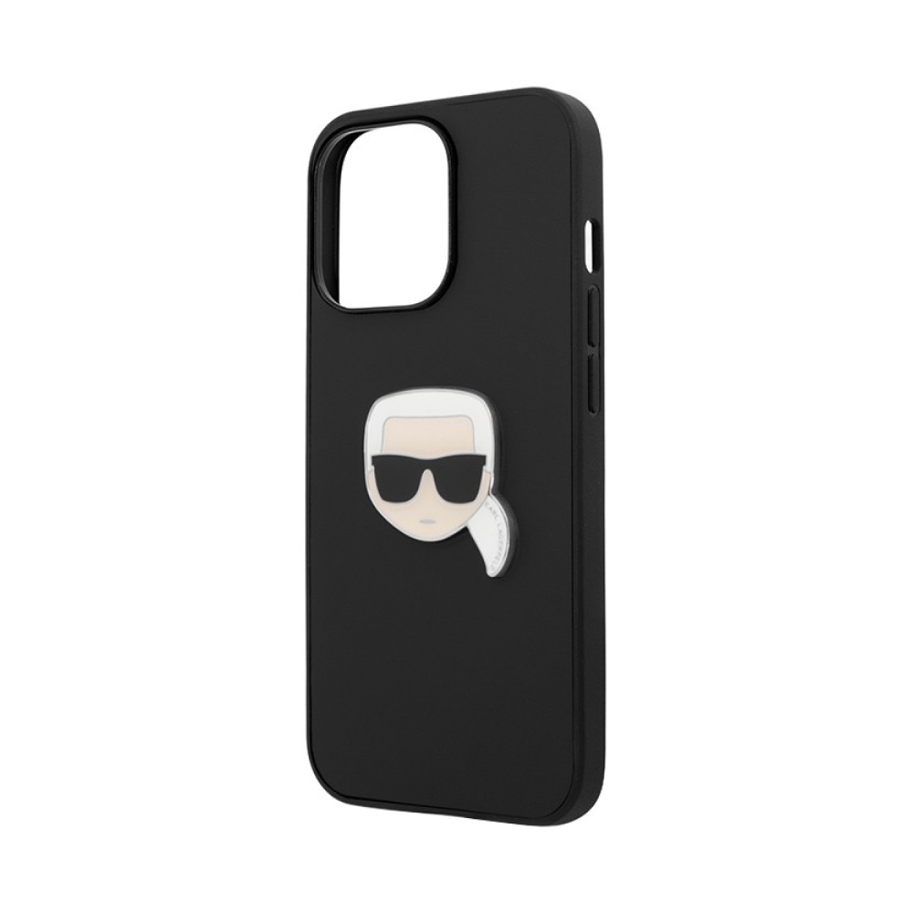 Чехол Lagerfeld для iPhone 13 Pro Max Karl's Head Patch (metal) Hard. Цвет: чёрный