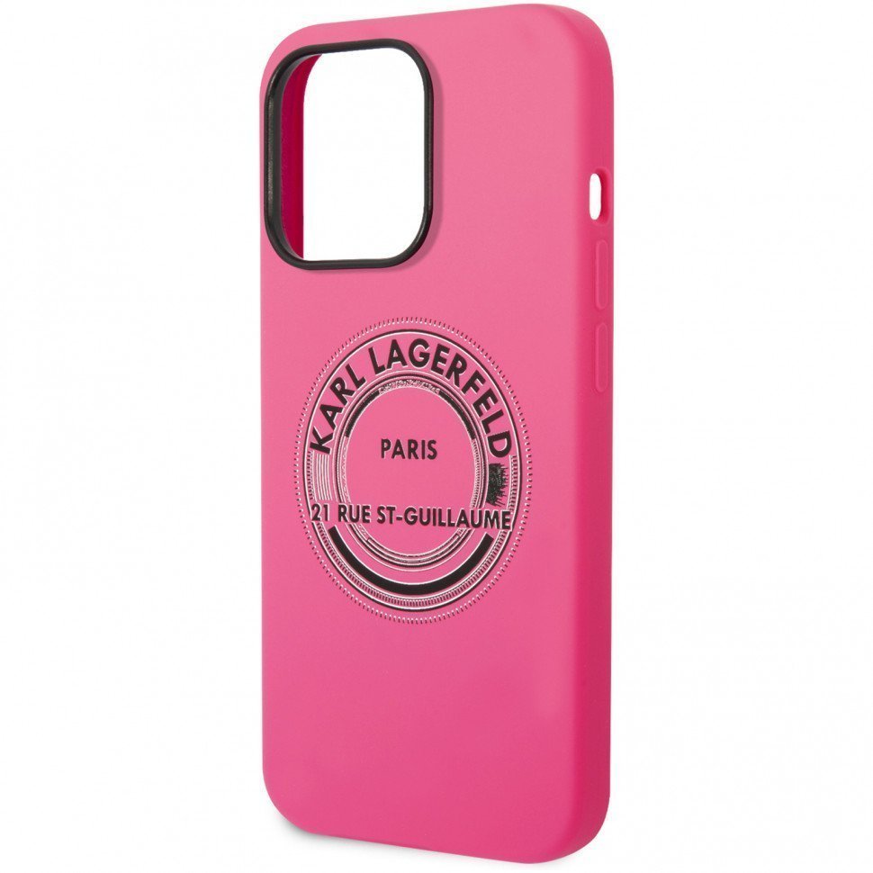 Чехол Lagerfeld для iPhone 14 Pro Liquid glitter RSG logo Hard. Цвет: розовый