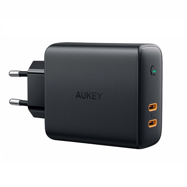 Сетевое зарядное устройство Aukey 36W, USB-C x2. Цвет: черный