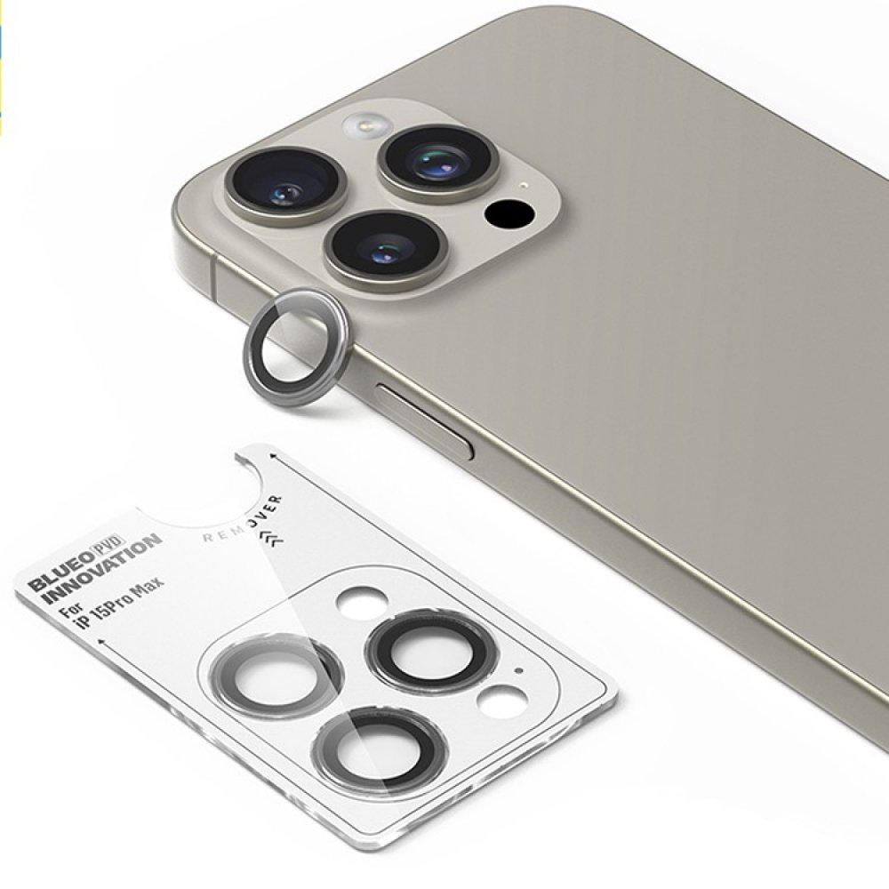 Защитное стекло BlueO Camera lens PVD stainless steel д/камеры iPhone 15 Pro (3 шт.). Цвет: зеленый