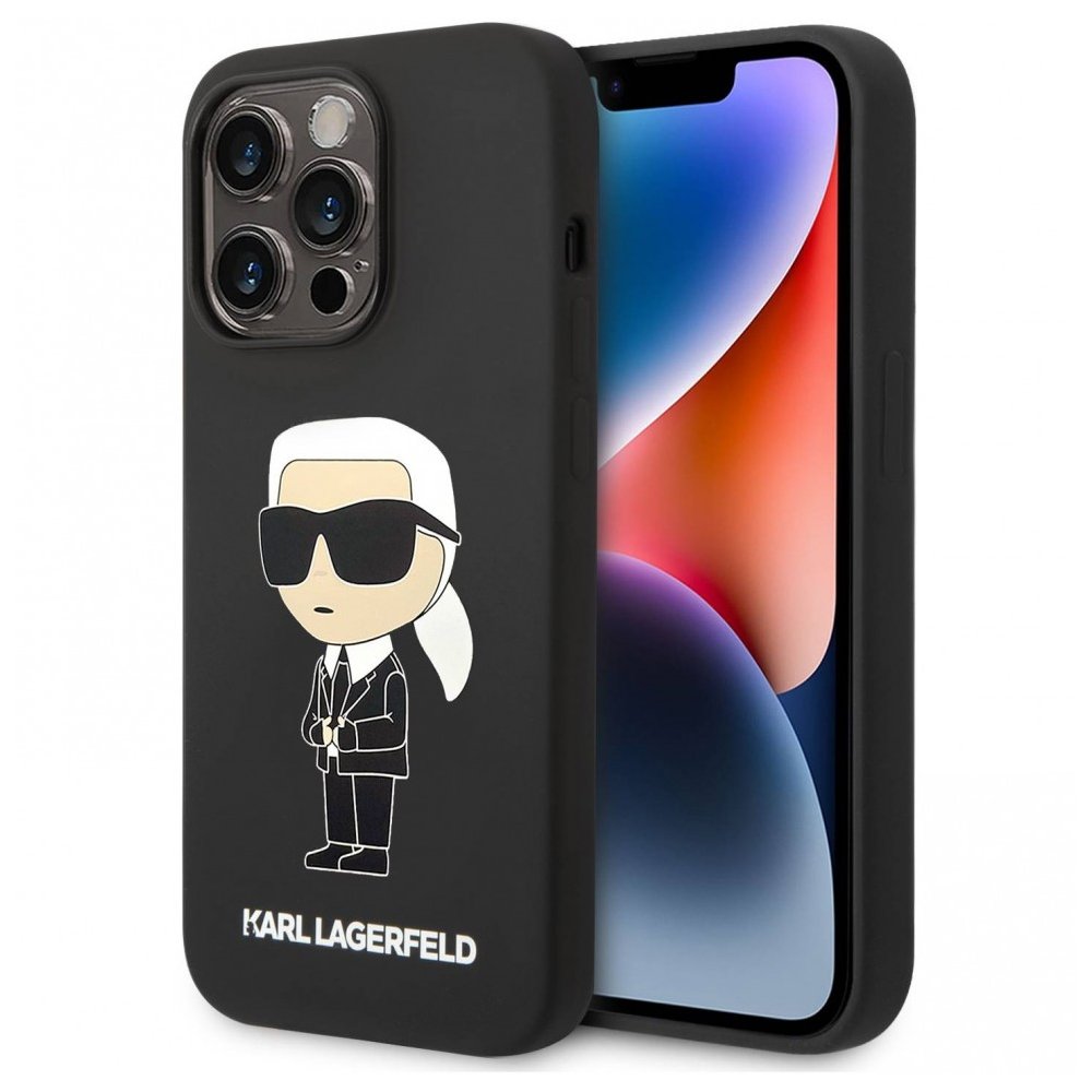 Чехол Lagerfeld для iPhone 14 Pro Max Liquid silicone NFT Karl Ikonik Hard. Цвет: чёрный