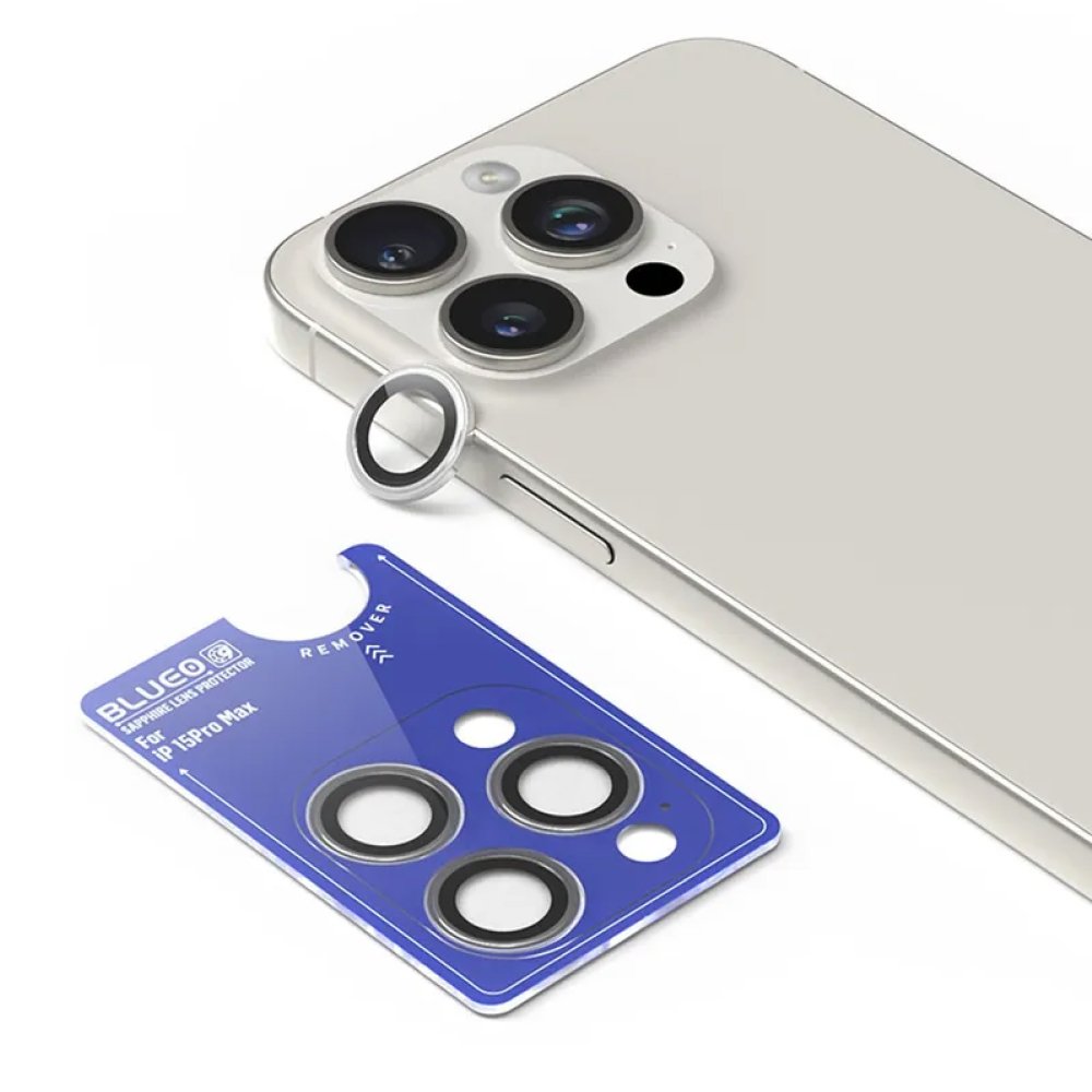 Защитное стекло BlueO Camera lens SAPPHIRE Alloy д/камеры iPhone 16 P/16 PM (3 шт.). Цвет: нат. т.