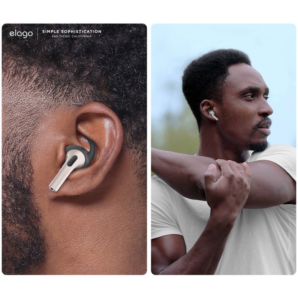 Крепление в ухо Elago Earbuds Hooks Cover для AirPods 3 (4 пары). Цвет: тёмно-серый