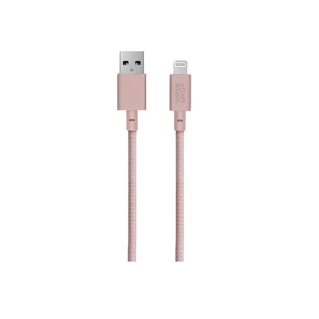 Кабель Native Union 3м., Lightning to USB (ver. 2). Цвет: розовый