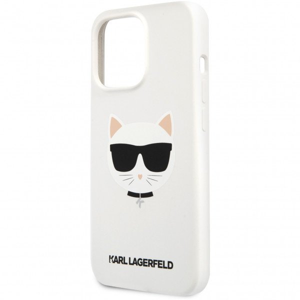 Чехол Lagerfeld для iPhone 13 Pro Liquid silicone Choupette Hard. Цвет: белый