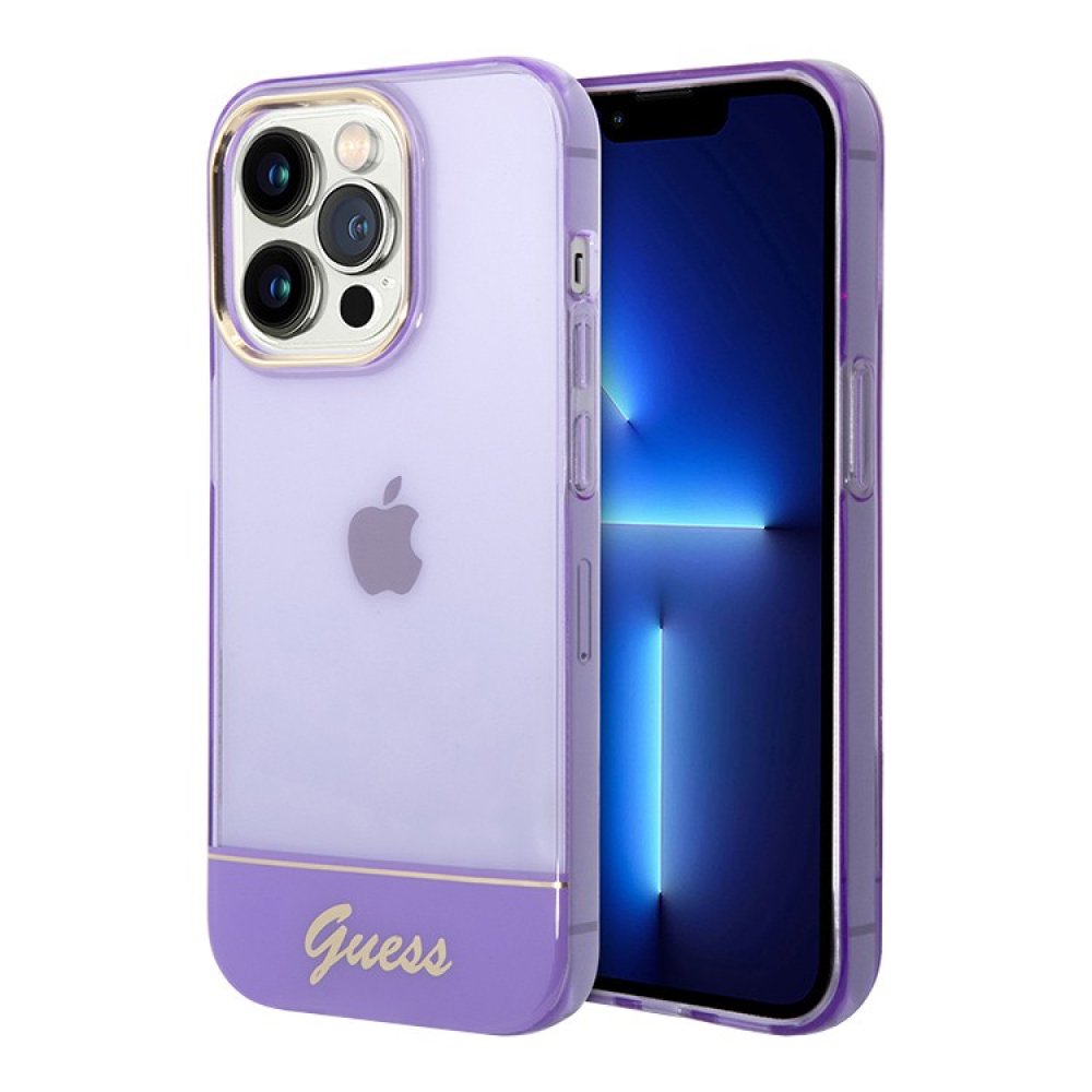 Чехол Guess для iPhone 14 Pro PC/TPU Translucent Electroplated camera Hard. Цвет: фиолетовый