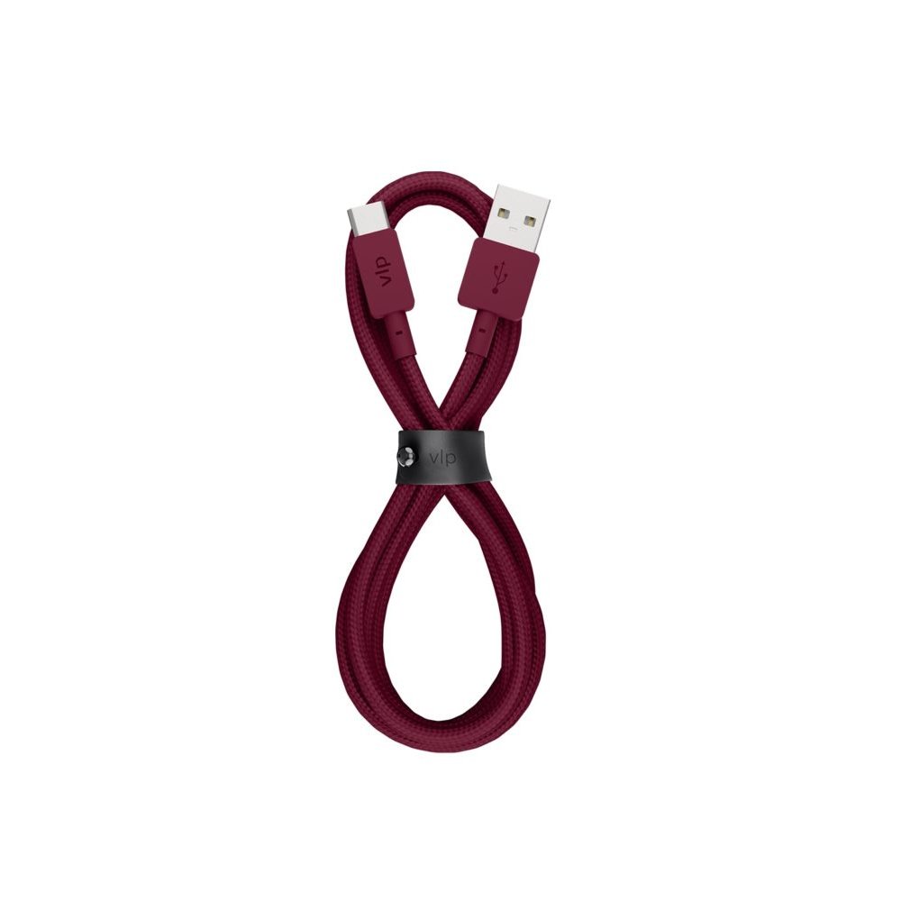 Кабель VLP Nylon Cable USB-A — USB-C, 1.2м. Цвет: марсала