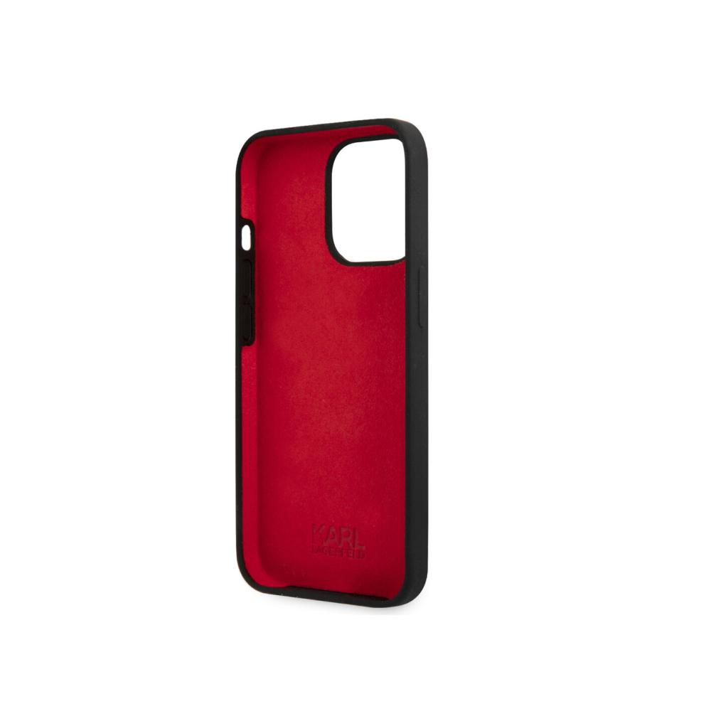 Чехол Lagerfeld для iPhone 13 Liquid silicone Stack Logo Hard. Цвет: чёрный