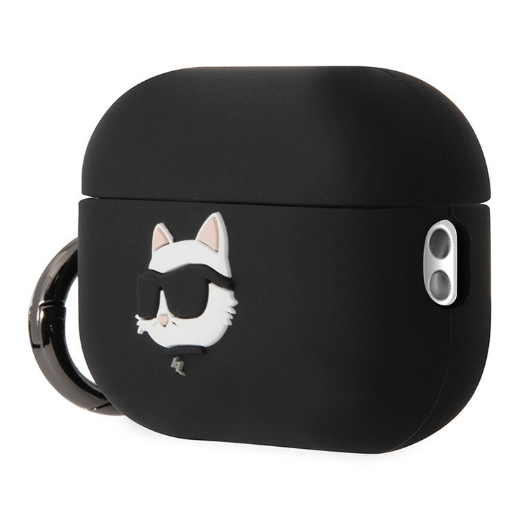 Чехол Lagerfeld NFT 3D Choupette для Airpods Pro 2 силиконовый с кольцом. Цвет: чёрный