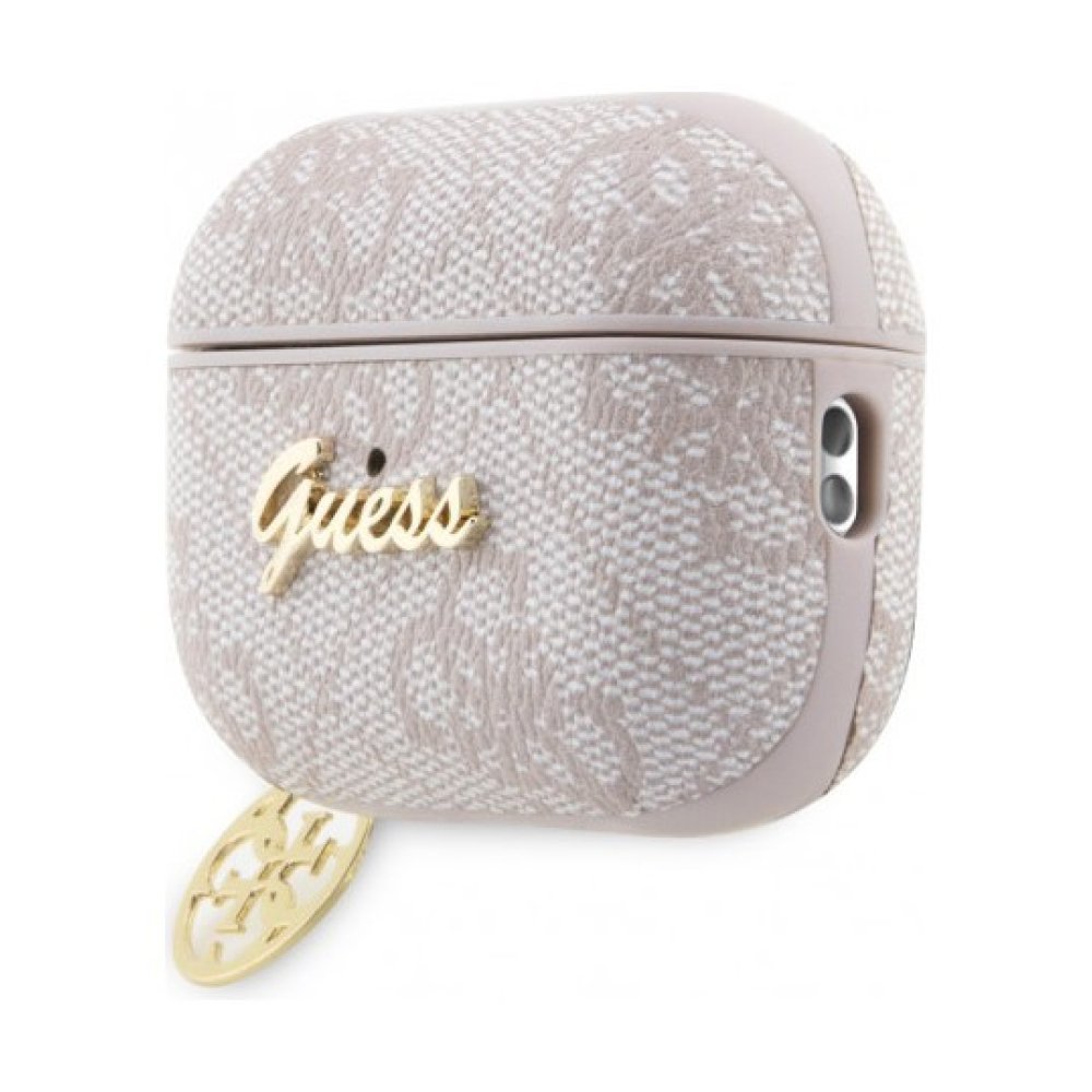 Чехол Guess PU leather 4G with metal logo and charm для AirPods Pro 2. Цвет: розовый