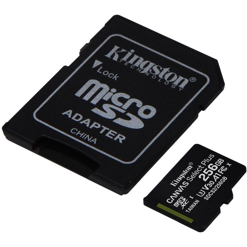 Карта памяти Kingston Canvas Select 80R micro SDXC 256GB + SD Adapter cl10, A1, UHS cl3, video cl30