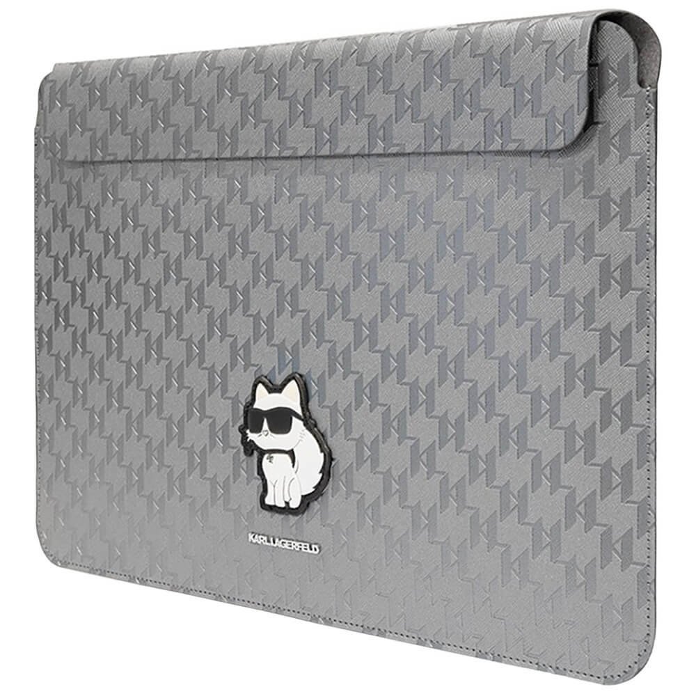 Чехол Lagerfeld Saffiano Sleeve Monogram NFT Choupette для ноутбуков 13"/14". Цвет: серебристый