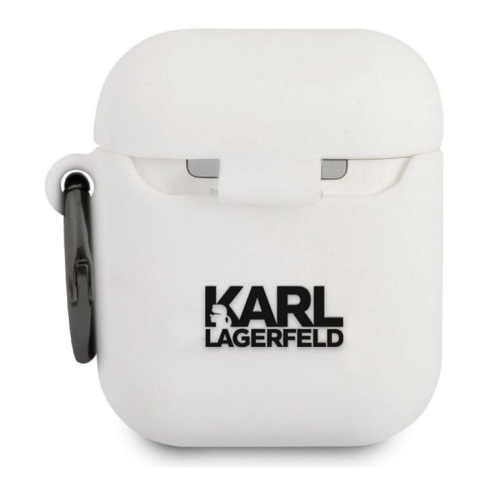 Чехол Lagerfeld для AirPods силиконовый с кольцом. Цвет: белый