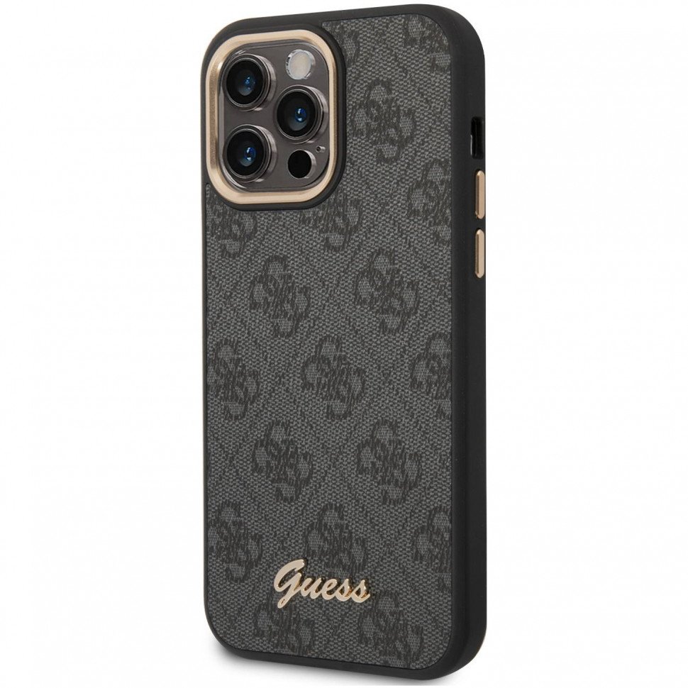 Чехол Guess для iPhone 14 Pro Max PU 4G Script metal logo Hard. Цвет: чёрный