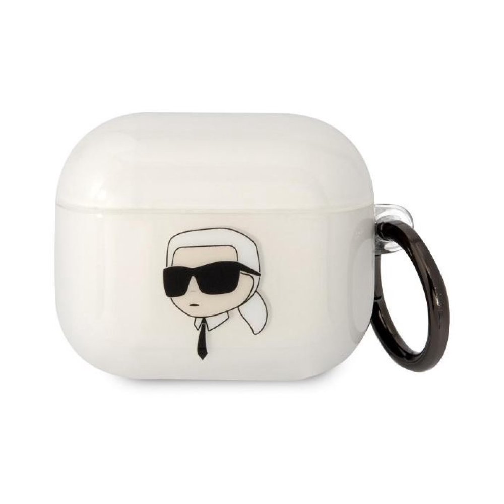 Чехол Lagerfeld NFT Karl для AirPods 3 с кольцом, силикон. Цвет: прозрачный