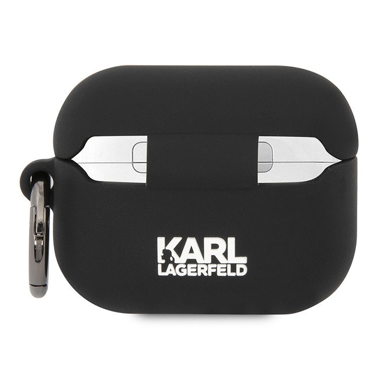 Чехол Lagerfeld NFT 3D Karl для AirPods Pro силиконовый с кольцом. Цвет: черный