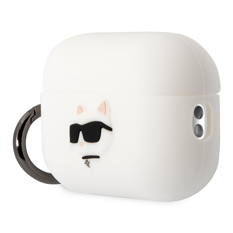 Чехол Lagerfeld NFT 3D Choupette для Airpods Pro 2 силиконовый с кольцом. Цвет: белый