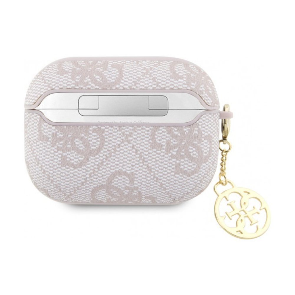 Чехол Guess PU leather 4G with metal logo and charm для AirPods Pro 2. Цвет: розовый