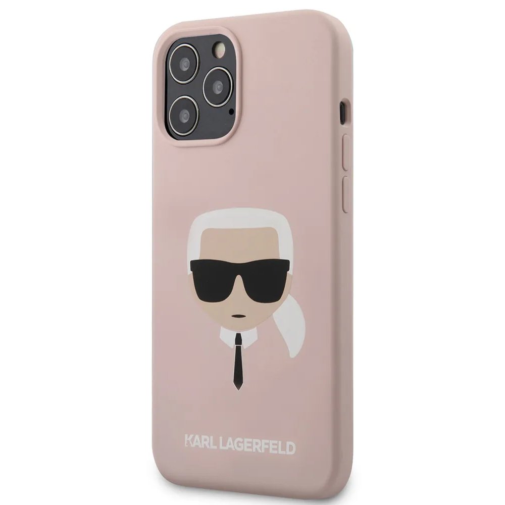 Чехол Lagerfeld для iPhone 12 Pro Max Liquid silicone Iconic Karl Hard. Цвет: розовый