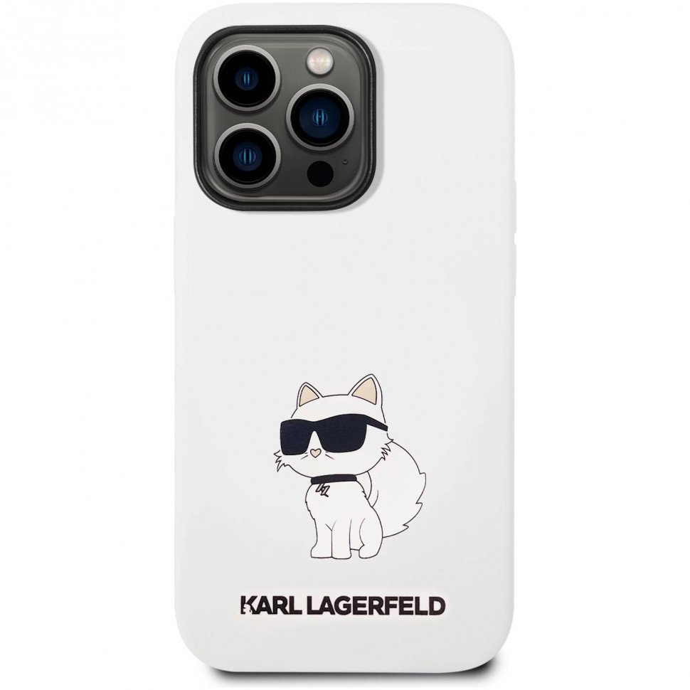 Чехол Lagerfeld для iPhone 14 Pro Max Liquid silicone NFT Choupette Hard (MagSafe). Цвет: белый