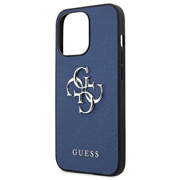 Чехол Guess для iPhone 13 Pro PU Saffiano 4G Big metal logo Hard. Цвет: синий