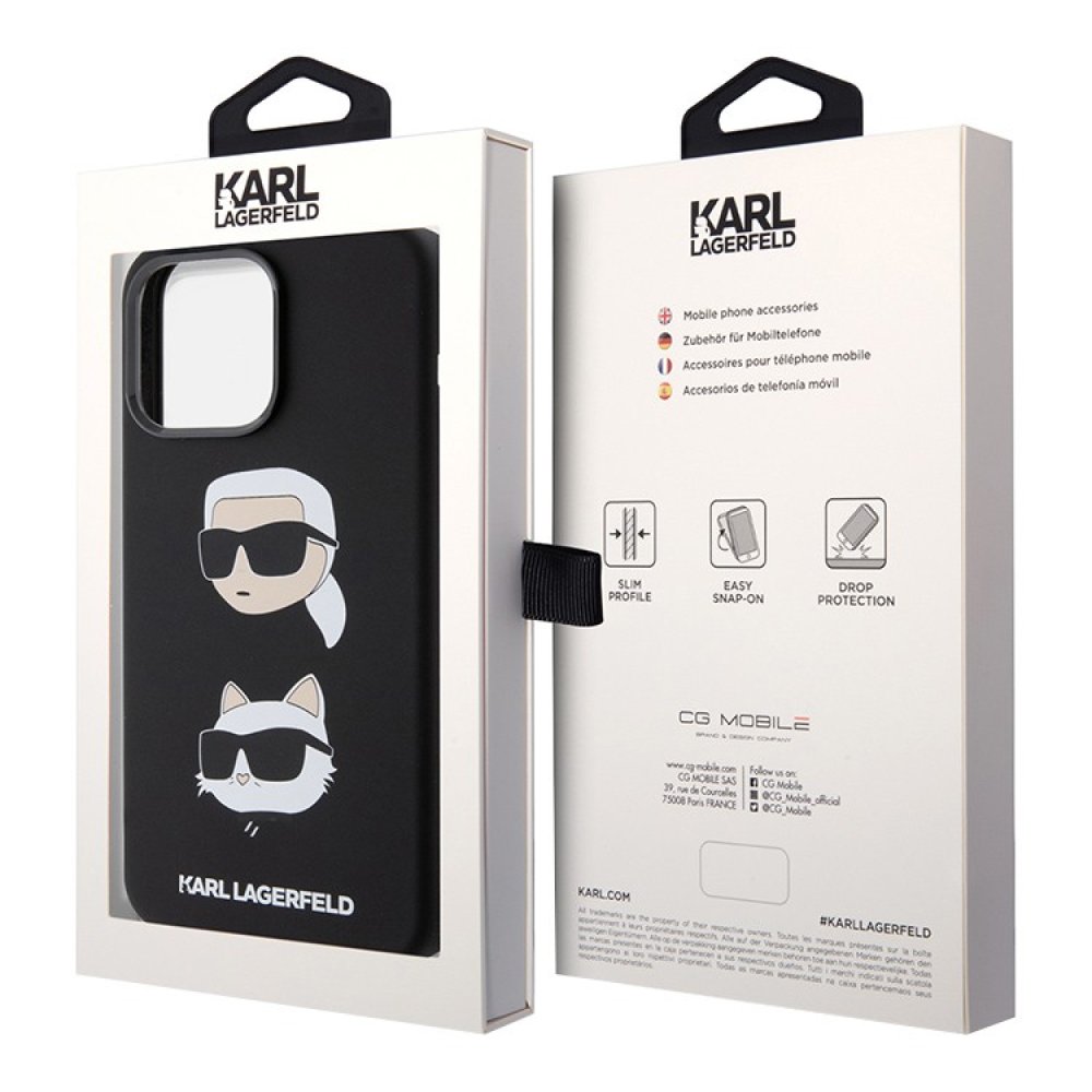 Чехол Lagerfeld Liquid Silicone NFT Karl & Choupette heads Hard для iPhone 15 Pro Max.Цвет: чёрный