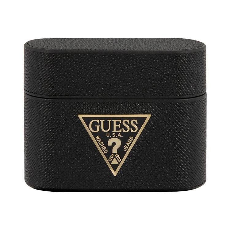 Чехол Guess Saffiano для AirPods Pro, кожа. Цвет: чёрный