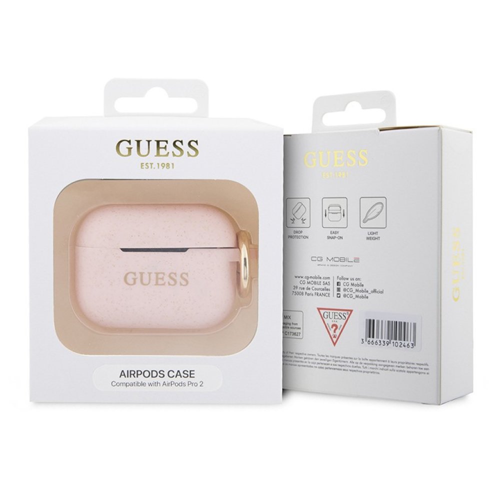 Чехол Guess Silicone with ring для AirPods Pro 2. Цвет: розовый