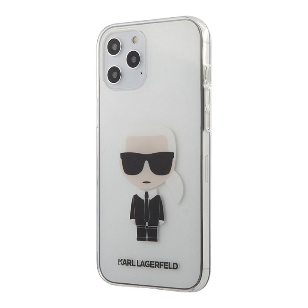 Чехол Lagerfeld для iPhone 12/12 Pro PC/TPU Ikonik Karl Hard. Цвет: прозрачный 