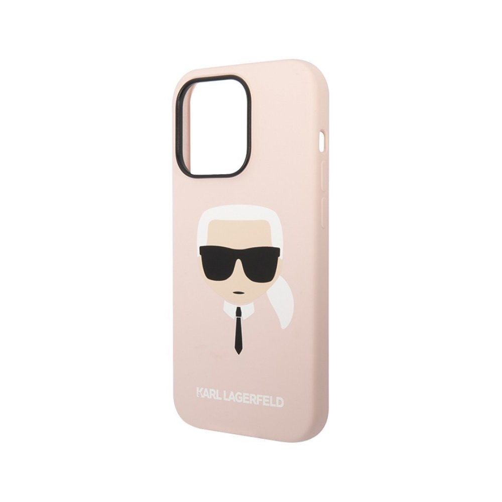 Чехол Lagerfeld для iPhone 14 Pro Max Liquid silicone Karl's Head Hard. Цвет: розовый