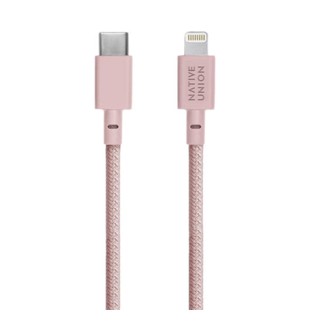 Кабель Native Union Lightning — USB-C, 1.2м. Цвет: розовый