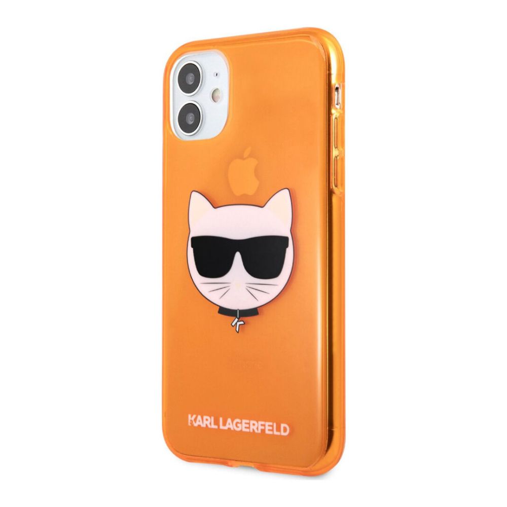 Чехол Lagerfeld для iPhone 11 TPU FLUO Choupette Transp. Цвет: оранжевый