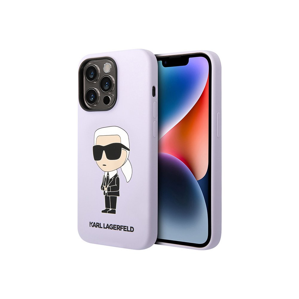 Чехол Lagerfeld для iPhone 14 Pro Liquid silicone NFT Karl Ikonik Hard. Цвет: фиолетовый