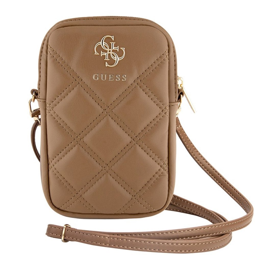 Сумка Guess Wallet Zipper Pouch Quilted 4G metal logo для iPhone. Цвет: коричневый