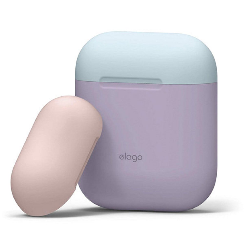 Чехол Elago для AirPods wireless, силикон, DUO Lavender с крышками Pink и Pastel Blue