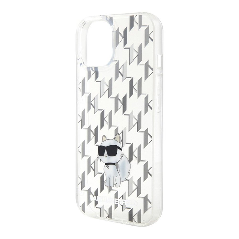 Чехол Lagerfeld для iPhone 15 PC/TPU Monogram NFT Choupette. Цвет: прозрачный