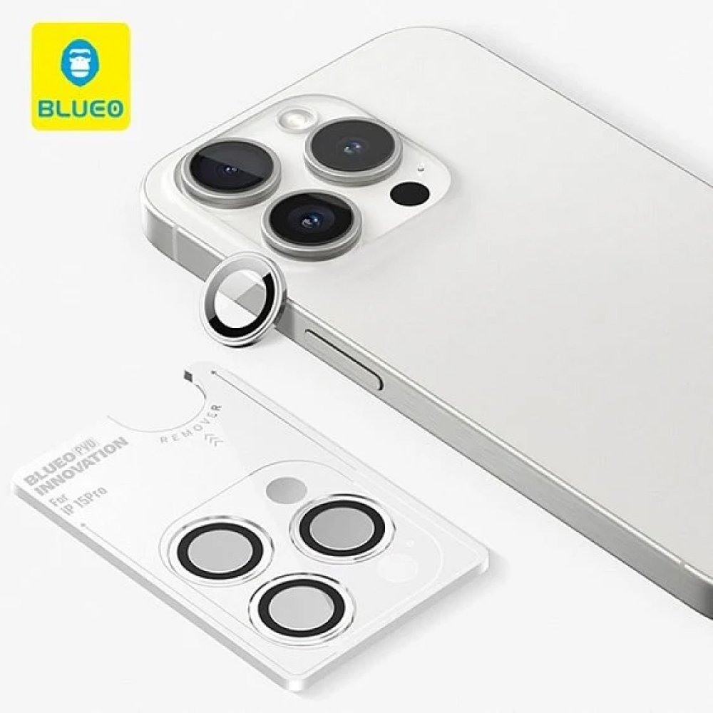 Защитное стекло BlueO Camera lens 99-AR PVD Alloy д/камеры iPhone 16 P/16 PM (3 шт.). Цвет: серебро