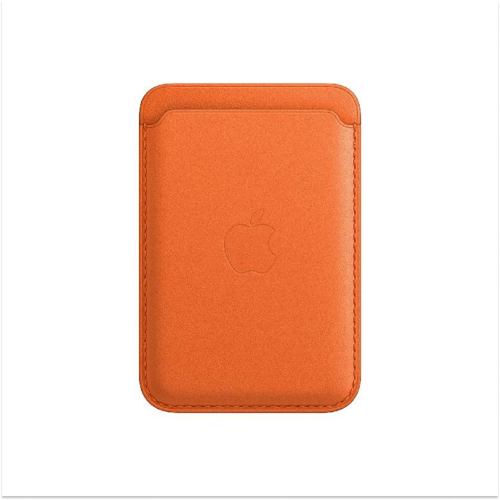 Кожаный чехол-бумажник MagSafe для iPhone Orange