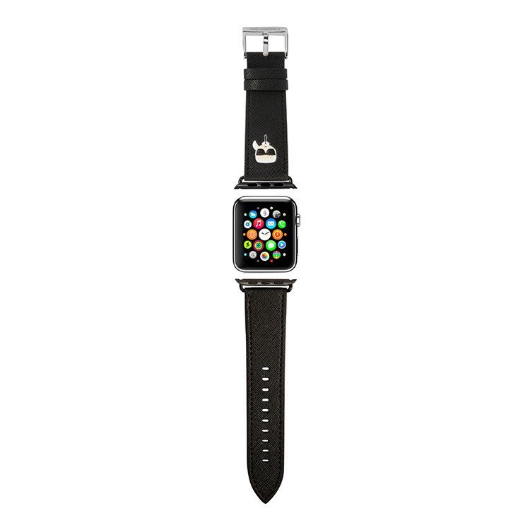 Ремешок силиконовый Lagerfeld PU Saffiano Karl head для Apple Watch 42/44/45мм. Цвет: чёрный