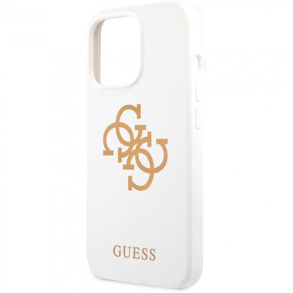 Чехол Guess для iPhone 13 Liquid silicone 4G Big logo Hard. Цвет: белый